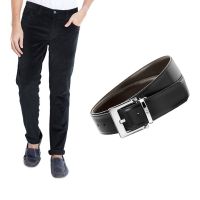 Parx Blue Slim Fit Trouser Free Belt