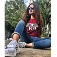 Stylish Maroon Cotton Women Tshirts