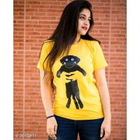 Attractive Yellow Women's Cotton T-Shirts