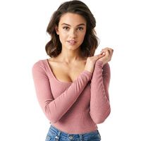 Seasons Square Neck Coral Pink Round Edges Full Sleeve Top