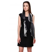Black and Grey Stripe Double Shaded Cotton Stole For Women