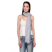 Blue And Grey Stripe Double Shaded Cotton Stole For Women