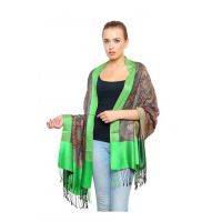 Uniscarf Green Border Floral Print Shawl