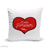 Myhra Valentines Special Heart Printed Satin Cushion Covers 