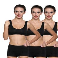 Pack 3 Black Sports Bra & Boyshort Set