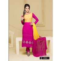 VandV Long Yellow,Rani Karachi Work Designer Salwar Suits