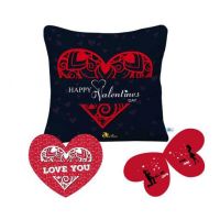 Black Heart Printed Cushion Cover  & Greeting Card