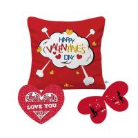 Red Printed Cushion Cover  & Greeting Card