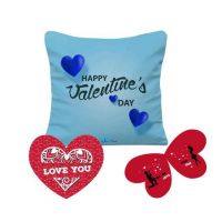 Classy Blue Printed Cushion Cover  & Greeting Card