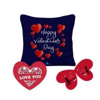 Red Heart Printed Cushion Cover  & Greeting Card