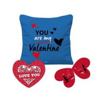 Blue Heart Printed Cushion Cover  & Greeting Card