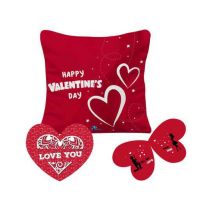 Hot Red Printed Cushion Cover  & Greeting Card