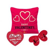 Classy Pink Printed Cushion Cover & Greeting  Card