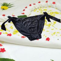 Women's Sexy silky crystal attached Tie-Side Panties Size L