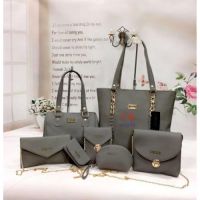Luxury Grey Women 7 Pc Handbags
