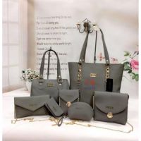 Luxury Grey Women 7 Pc Handbags