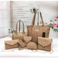 Luxury Brown Women 7 Pc Handbags