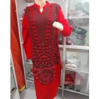 Sia Refined Red Woolen Printed Kurti