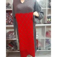 Sia Refined Grey Red Woolen Printed Kurti