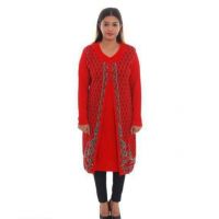 Stylish Red Woolen Printed Women's Kurtis