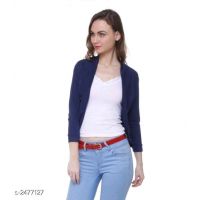 Seasons Adorable Navy Cotton Solid Women's Shrugs