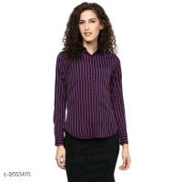 Fancy Purple Stripes Women's Shirts