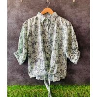 Special Flower Small Print  Knot Pattern Shirt