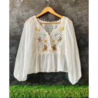 Best Knitting Embroidery Georgette Top