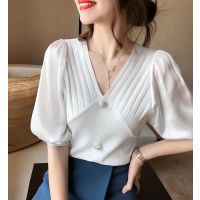 Spring White Autumn Women V Neck Casual Shirts