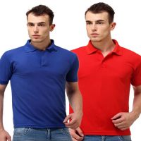Season Combo Of Blue And Red Polo Neck T Shirt