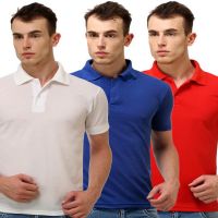 Season Combo Of White, Blue And Red Polo Neck T Shirt