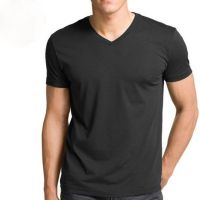 Season Vogue Solid Men's V-neck Black T-Shirt