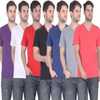 Seasons Solid  V-neck T-Shirt  Set 7