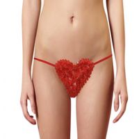 Hot Red Floral Heart Motif  T-string Thong