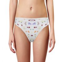Dream Fit White Floral Printed Lacy Thong