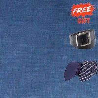 Raymond Men Suit Fabric Blue Free Belt & Tie